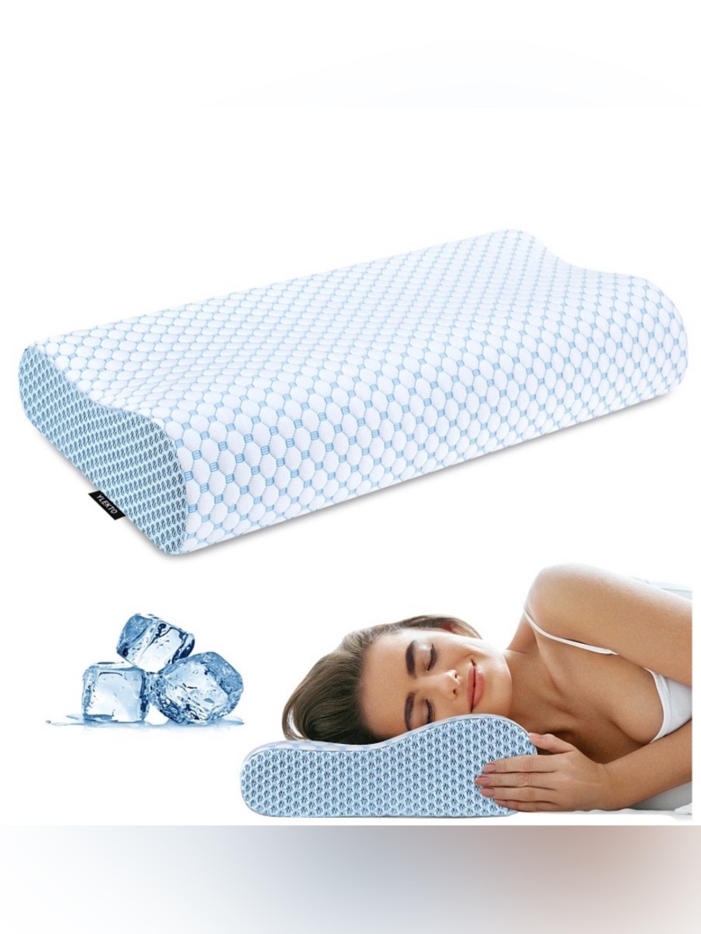 Cooling Ergonomic Cervical Pillow for Side Back Stomach Sleepers